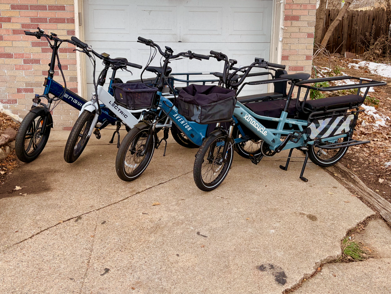 Four e-cargo bikes: Engwe, Lectric, Aventon, Xtracycle